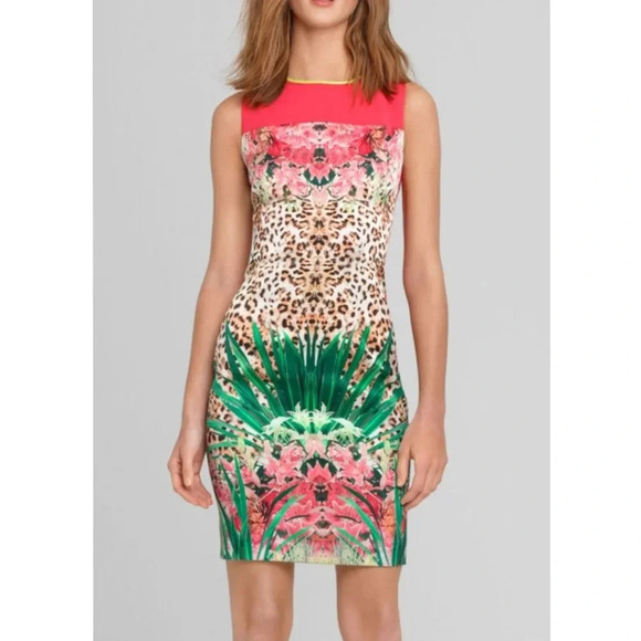 Elie Tahari Emory Dress in Sour Watermelon - Picture 1 of 8